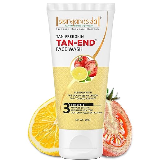 aryanveda tan free tanend face wash with tomato & lemon extracts